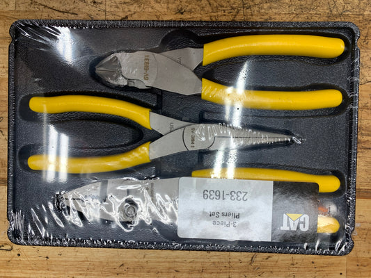 CAT Pliers Tray Set Yellow 3pc USA 233-1639