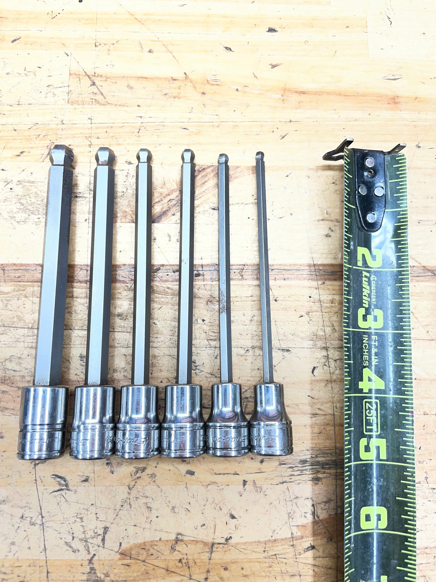 Snap On SAE Long Hex Ball End 3/8” Socket Set 6pc. USA 206EFABL