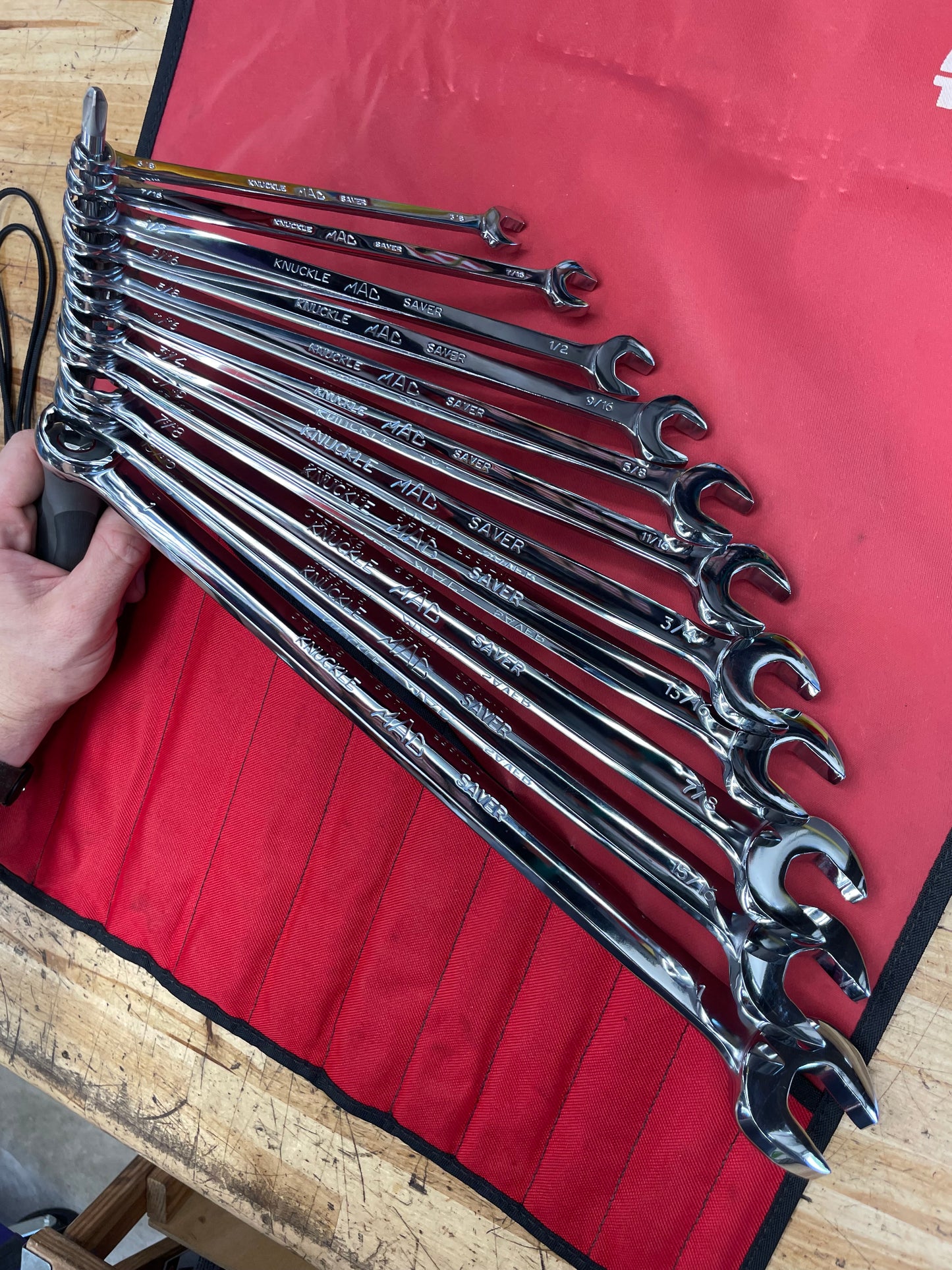 Mac Tools SAE Long Pattern Combo Wrench Set 11pc 3/8”-1” USA LIKE NEW SCL11LKS