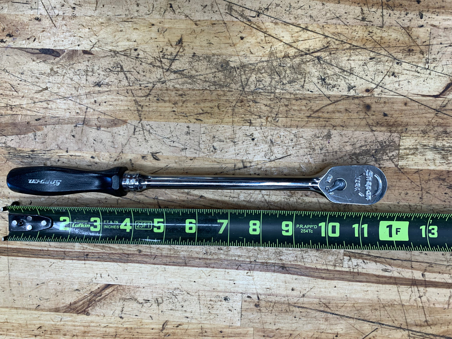 Snap On 3/8" Long Hard Handle Ratchet USA FHLD80
