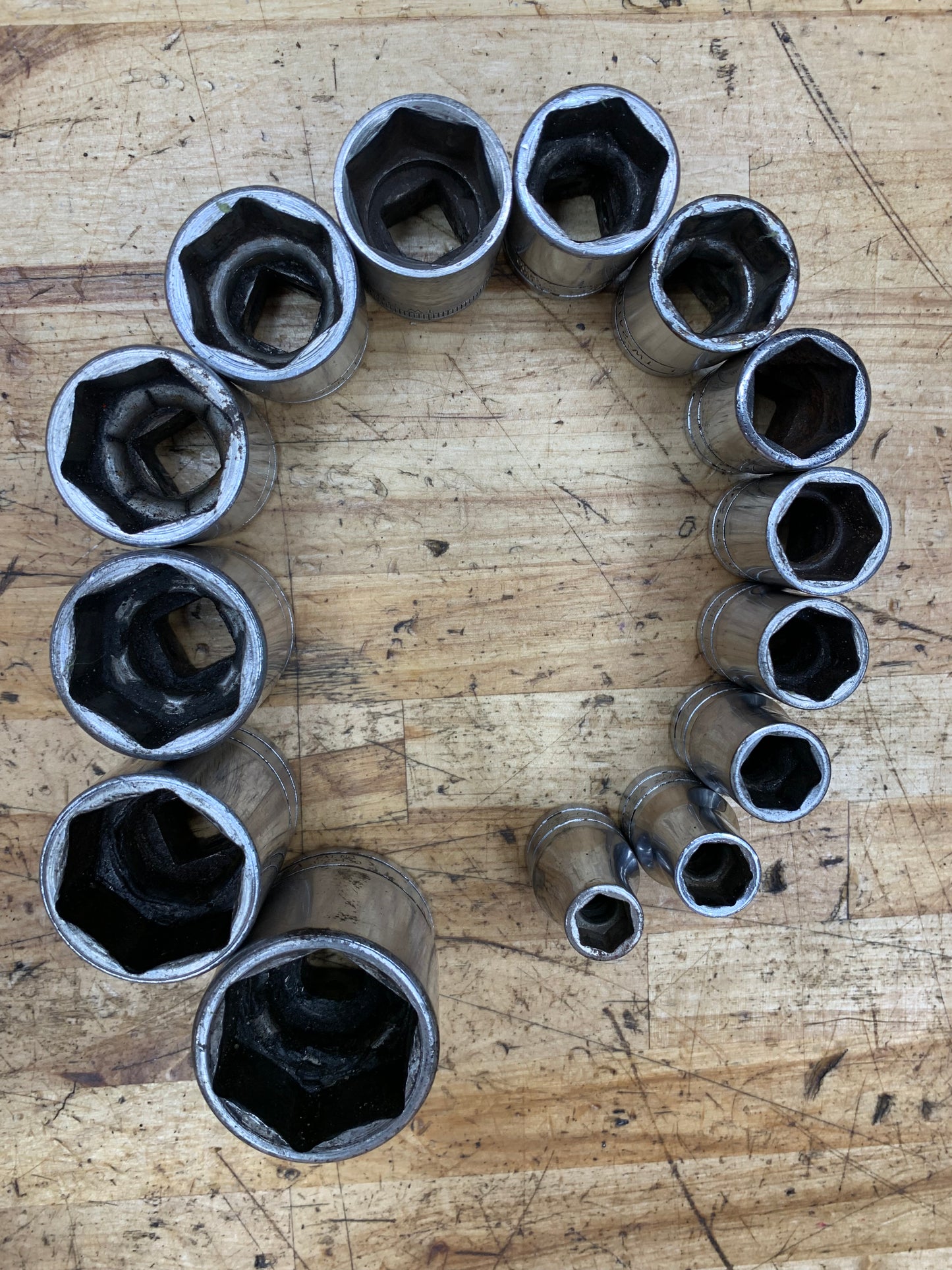 Snap On 1/2” SAE Shallow Socket Set 14pc USA 3/8"- 1-1/4"