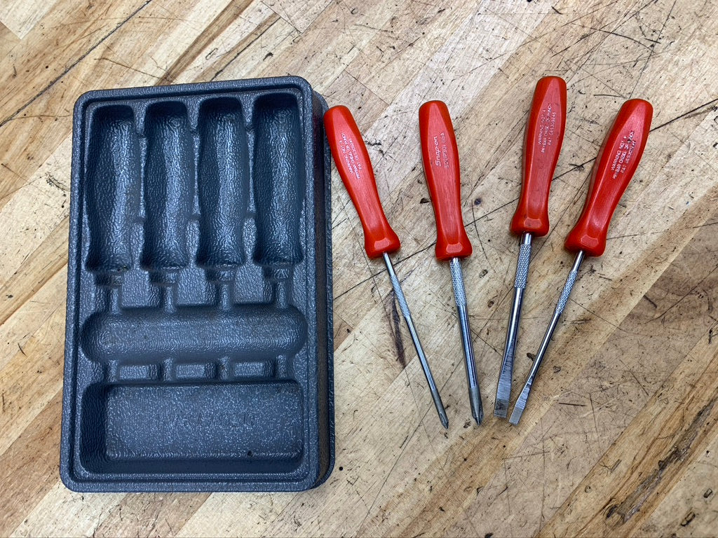 Snap On Mini Screwdriver Tray Set 4pc Hard Handle SDDX40AR