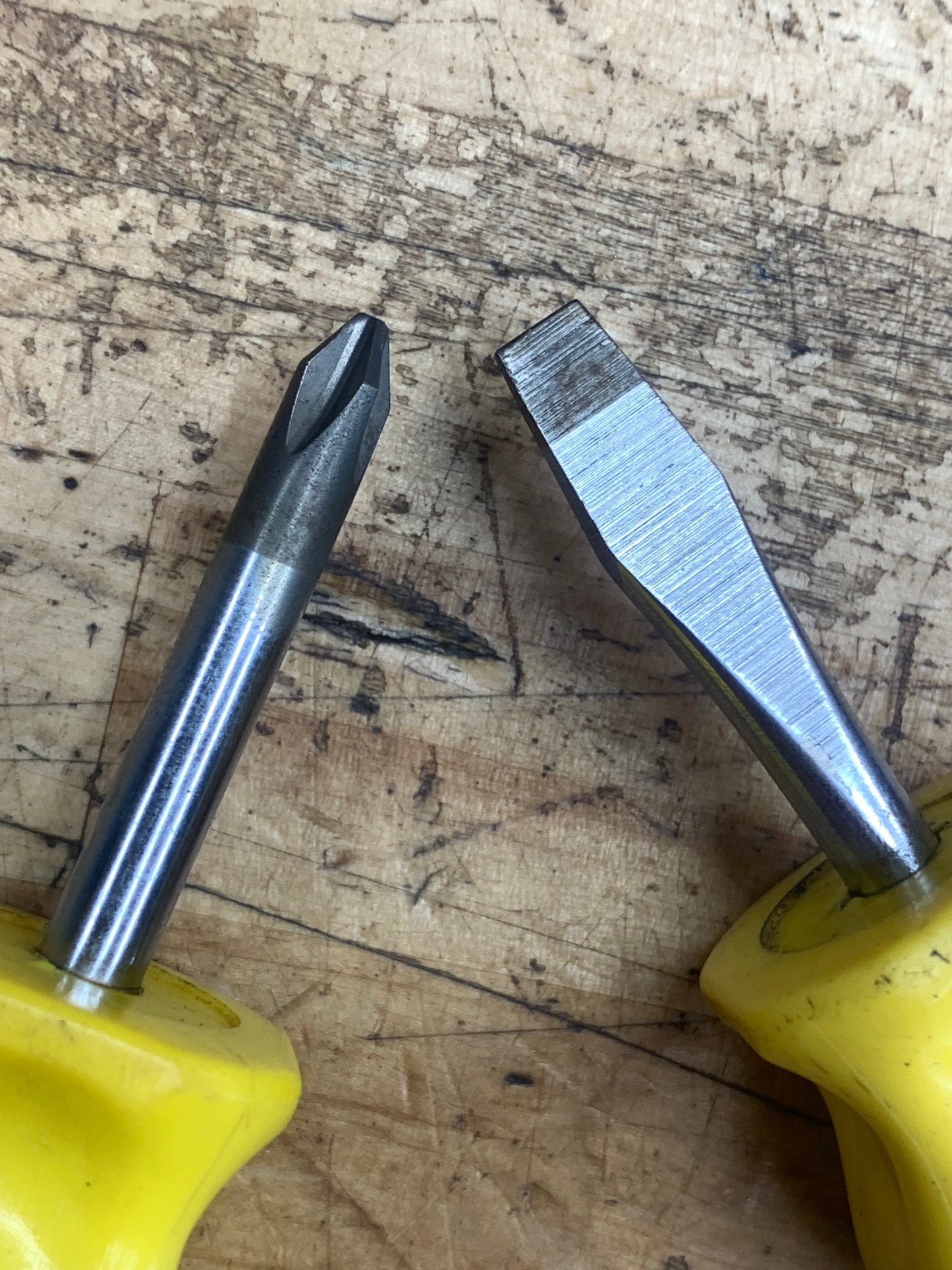 Snap On Yellow Stubby Screwdriver Set No.2 Phillips & Flathead Hard Handle USA