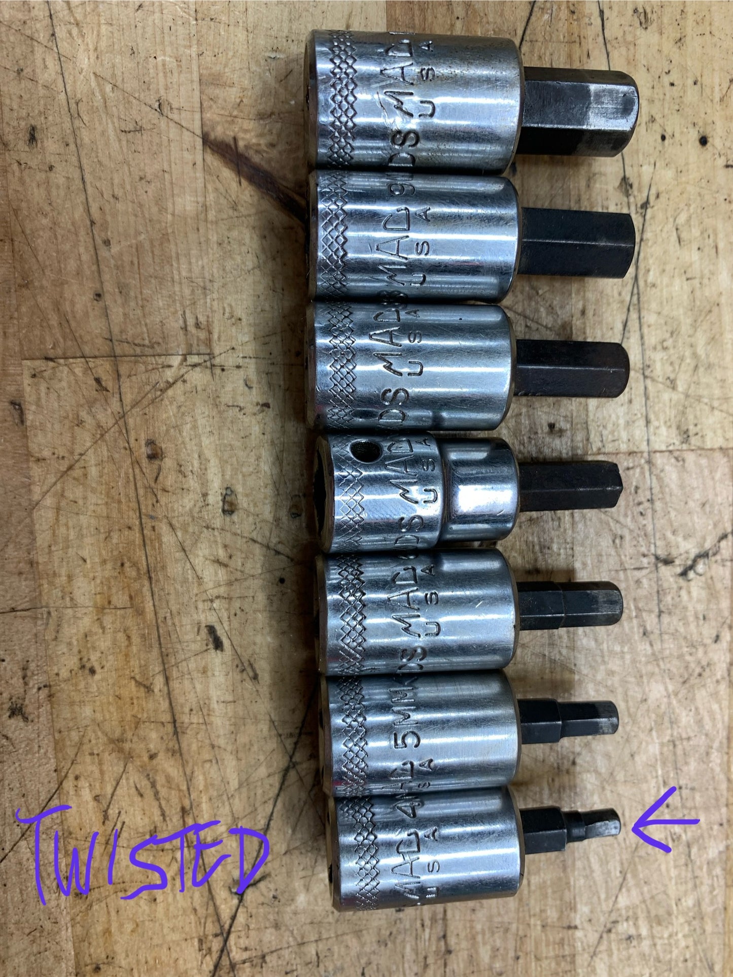 Mac Tools 3/8" Metric Hex Allen Bit Socket Set 7pc USA