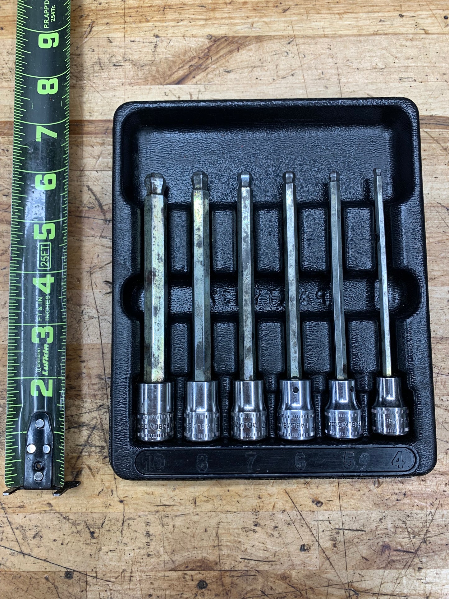 Snap On 3/8" Metric Ball End Hex Socket Tray 6pc Set USA 206EFABLM