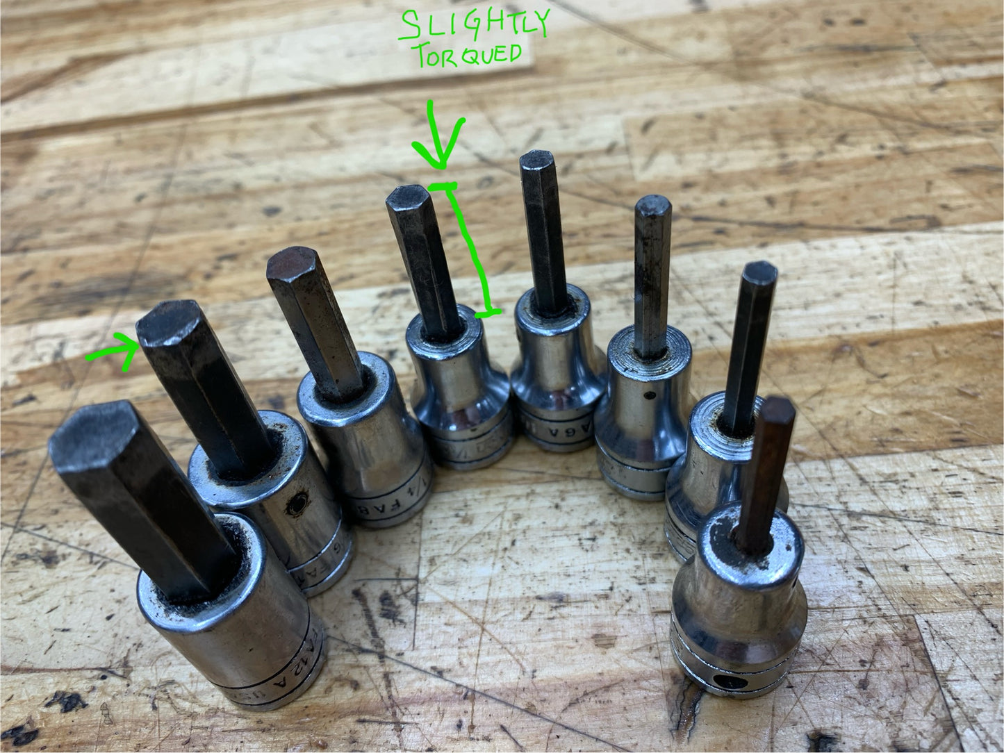 Snap On SAE Hex Bit 3/8” Drive Socket Set 8pc. USA 208EFAY