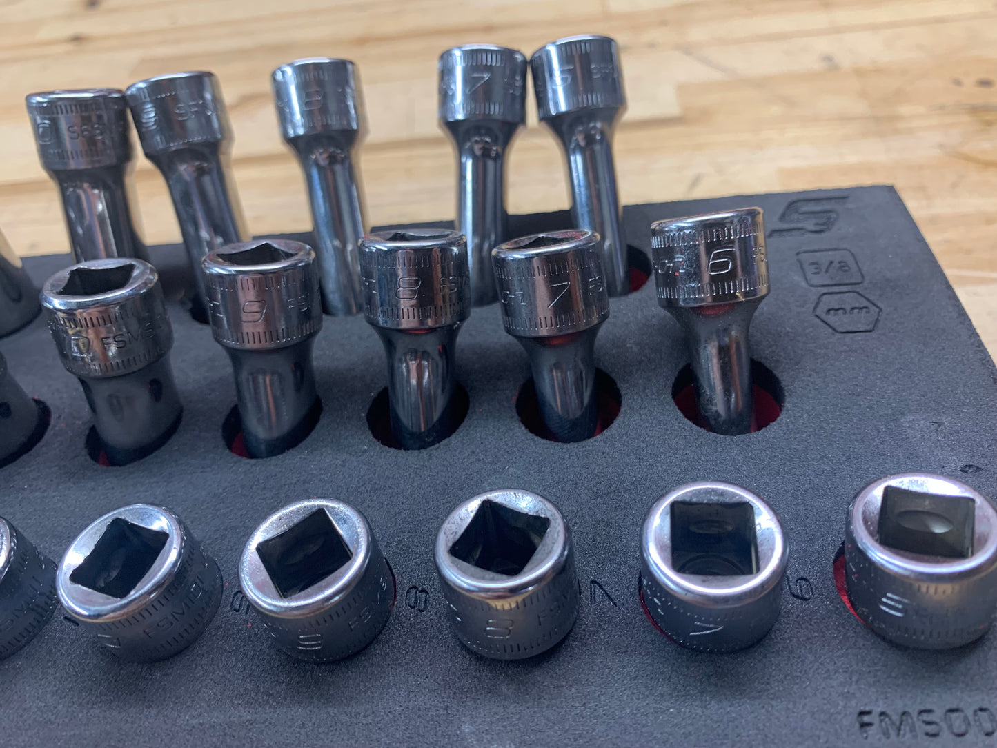 45pc Snap On 3/8” metric foam socket master set 245SFMSFR