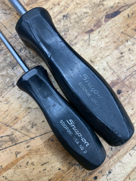Snap On Long Screwdriver Set 2pc Flathead/Phillips Hard Handle USA