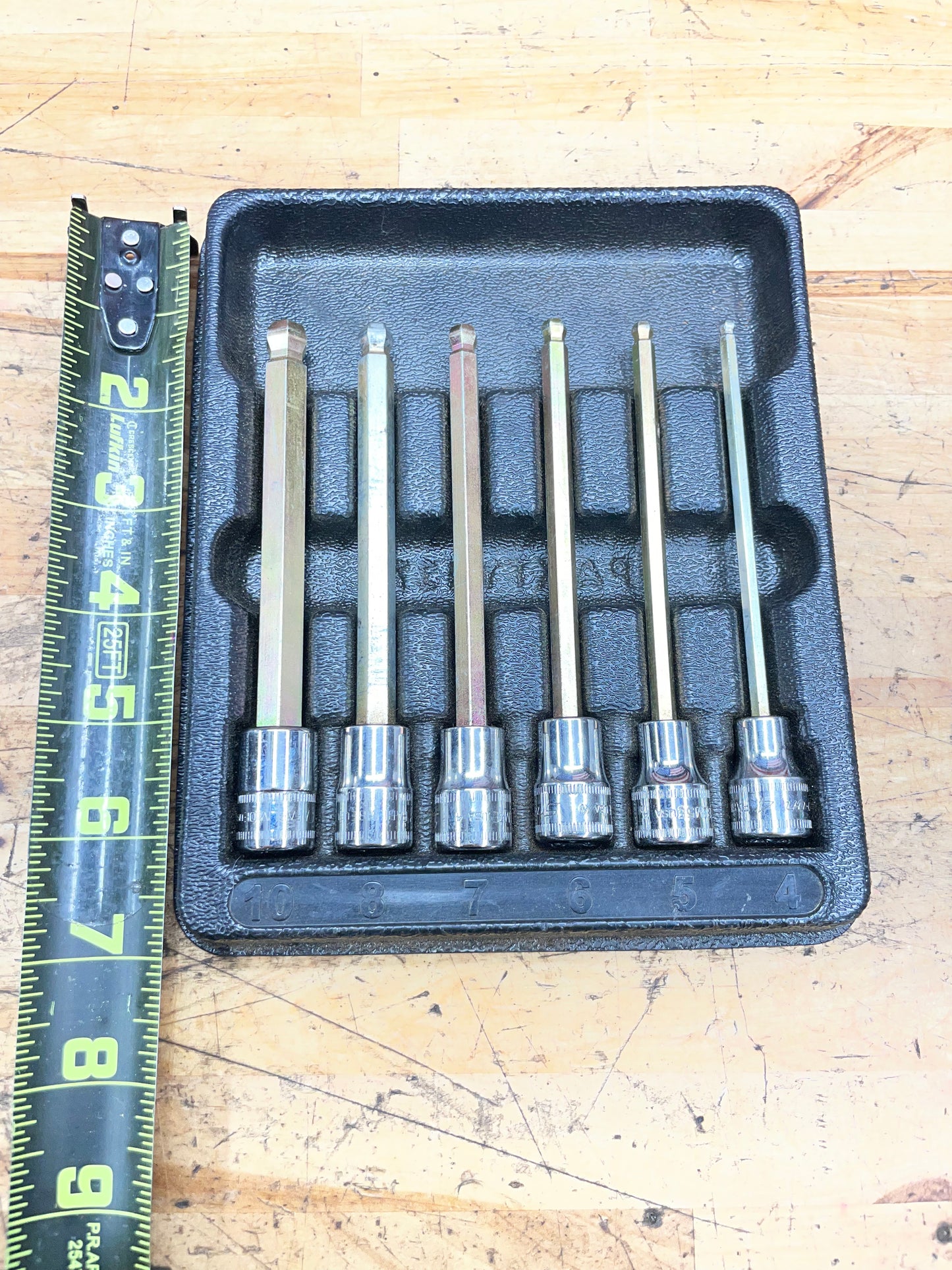 Snap On 3/8" Metric Ball End Hex Socket Tray 6pc Set USA 206EFABLM