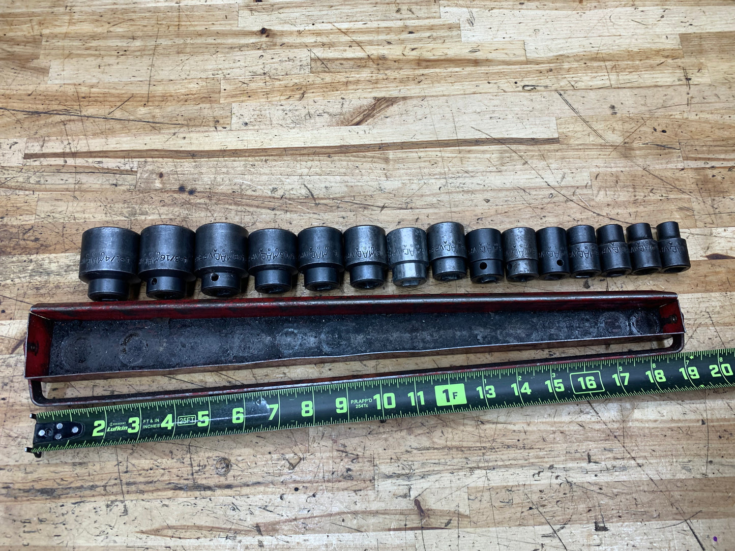 Mac Tools 1/2” SAE Impact Shallow Socket Set 15pc W/ Tray USA SVP156BRPT