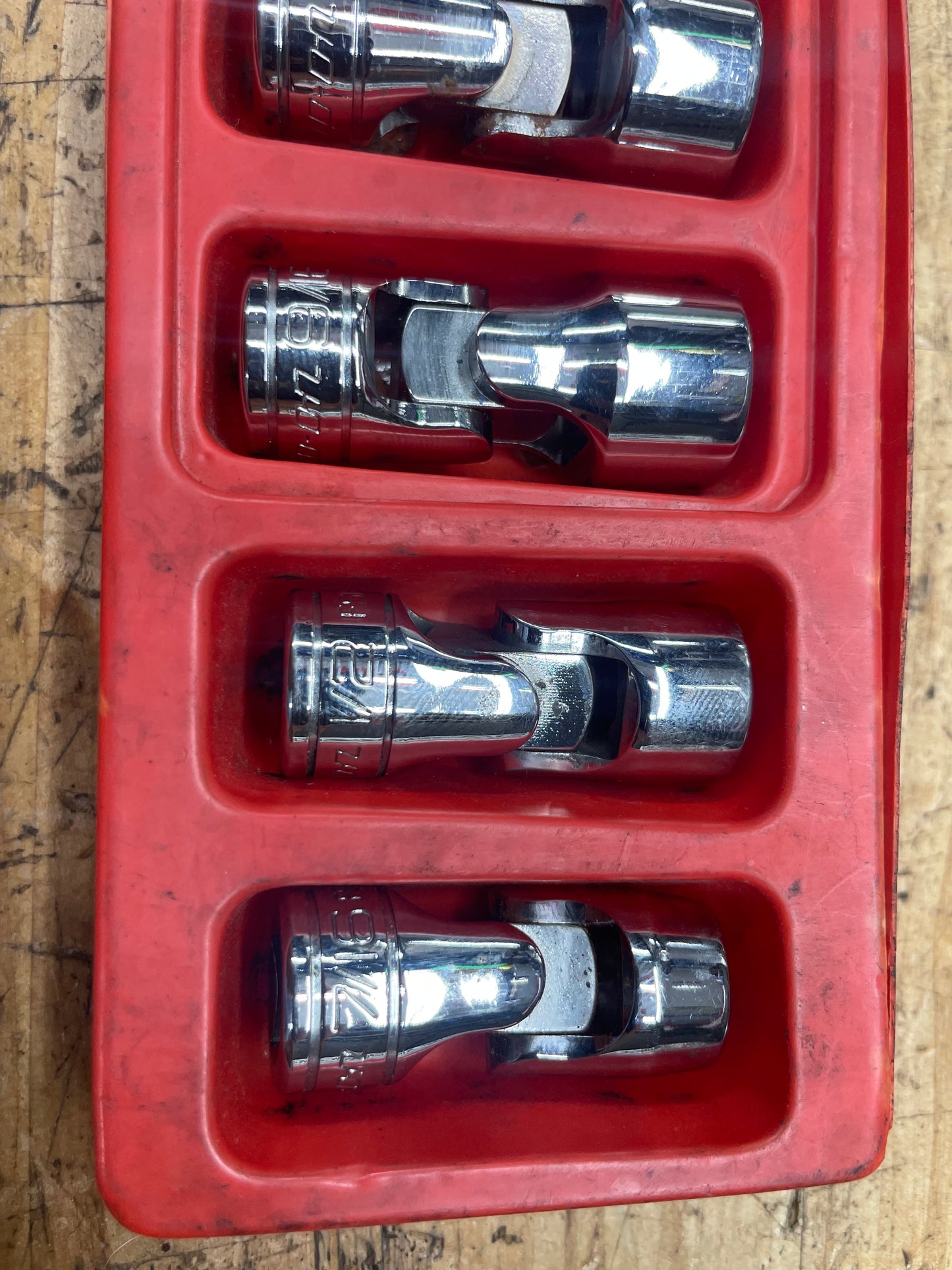 Snap On 3/8” SAE Universal Swivel Chrome Socket Set 6pc USA 206AFSA