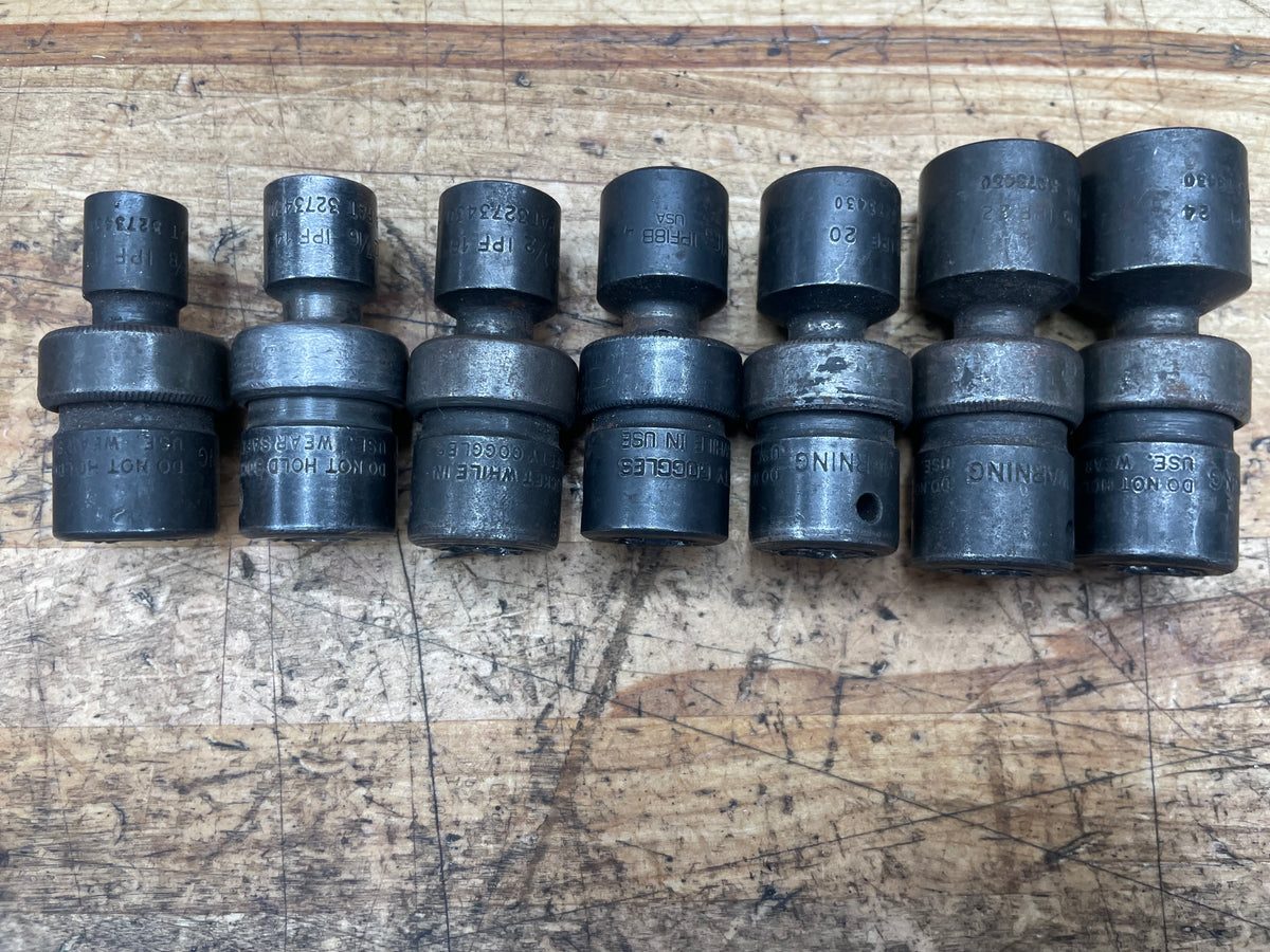 Snap On 3/8” SAE Impact Swivel Universal Impact Socket Set 3/8”-3/4” USA 207IPF