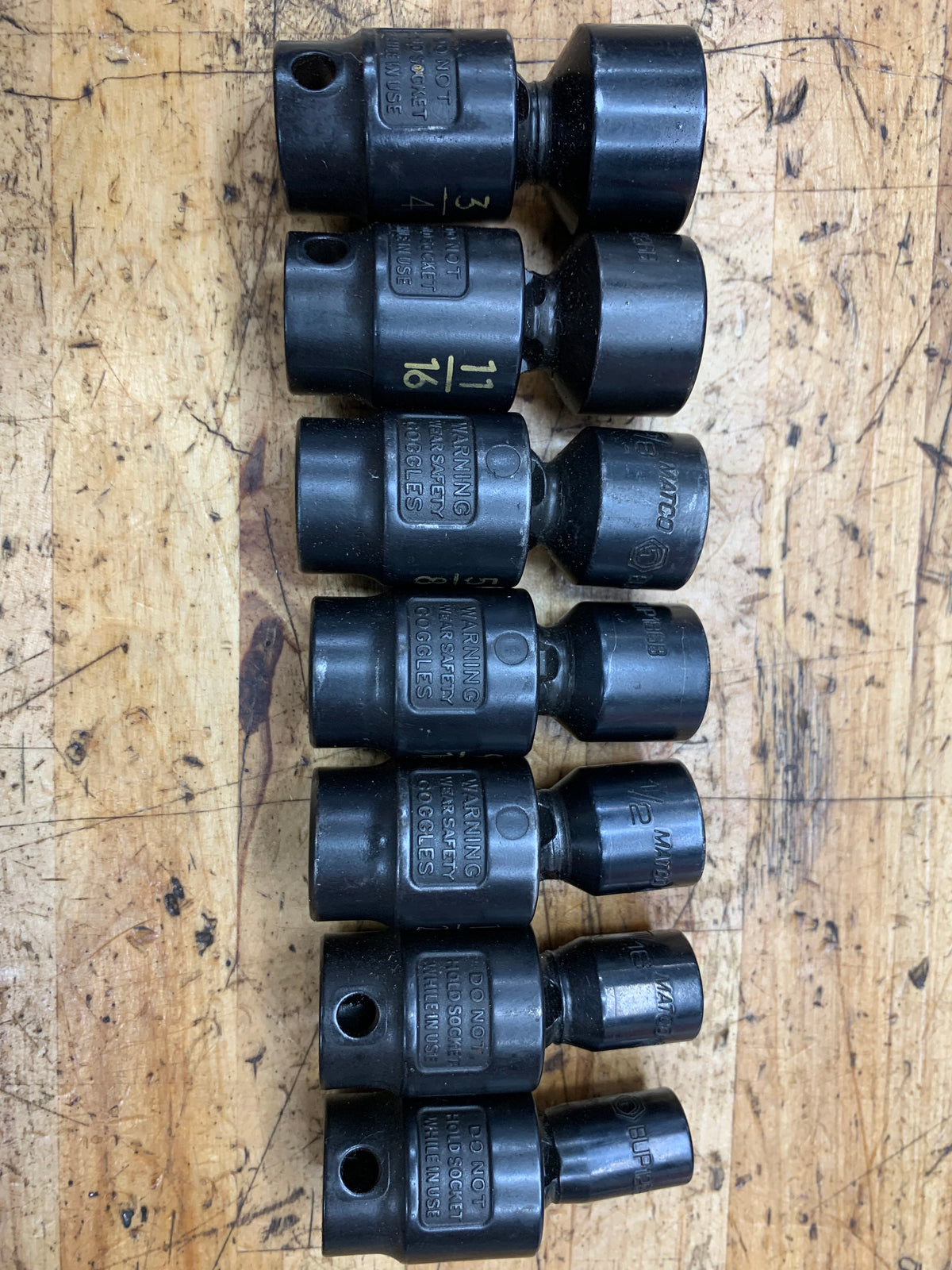 Matco 3/8" SAE Swivel Universal Impact Shallow Socket Set 7pc 3/8"-3/4"SXUP76TR