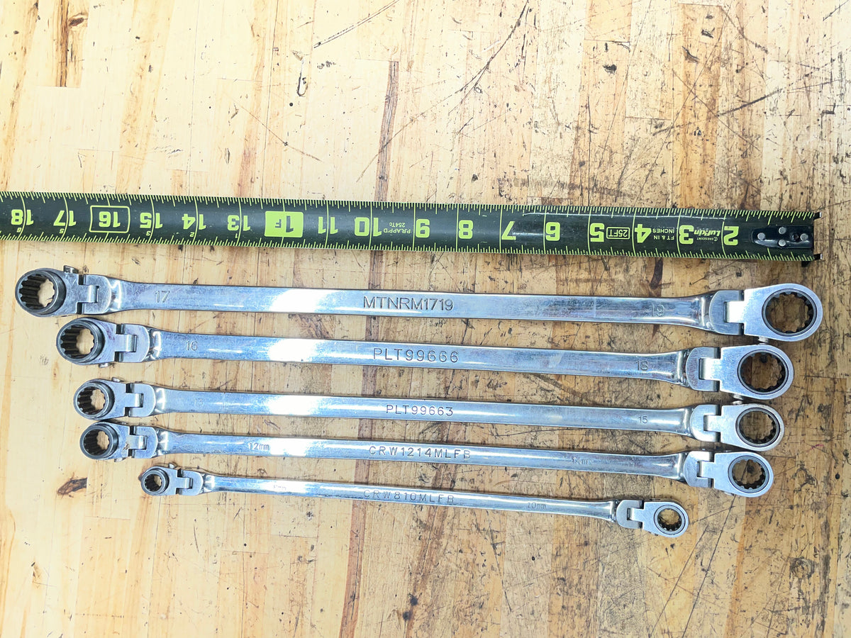 Cornwell/Platinum XL Metric Flex Head Ratcheting Wrench Set 5pc. 8-19mm