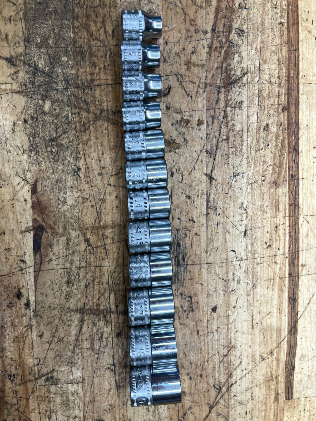 Snap On 3/8” Metric Shallow Socket Set 8-19mm 12pc USA 212FSMY