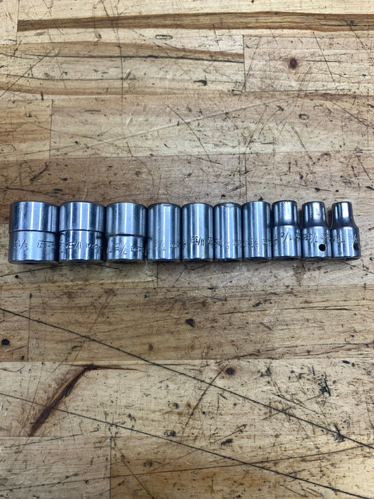 Snap On 1/4” SAE Shallow Socket Set 10pc USA 110TMDY