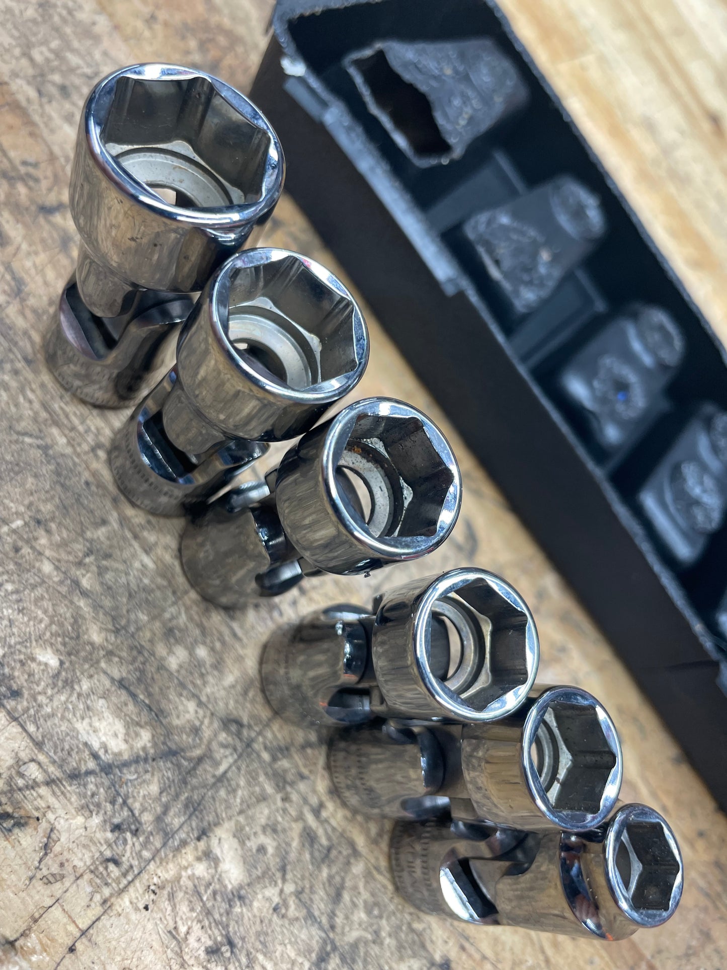Snap On 3/8” Metric Universal Swivel Chrome Socket Set 6pc USA 206FSUMA