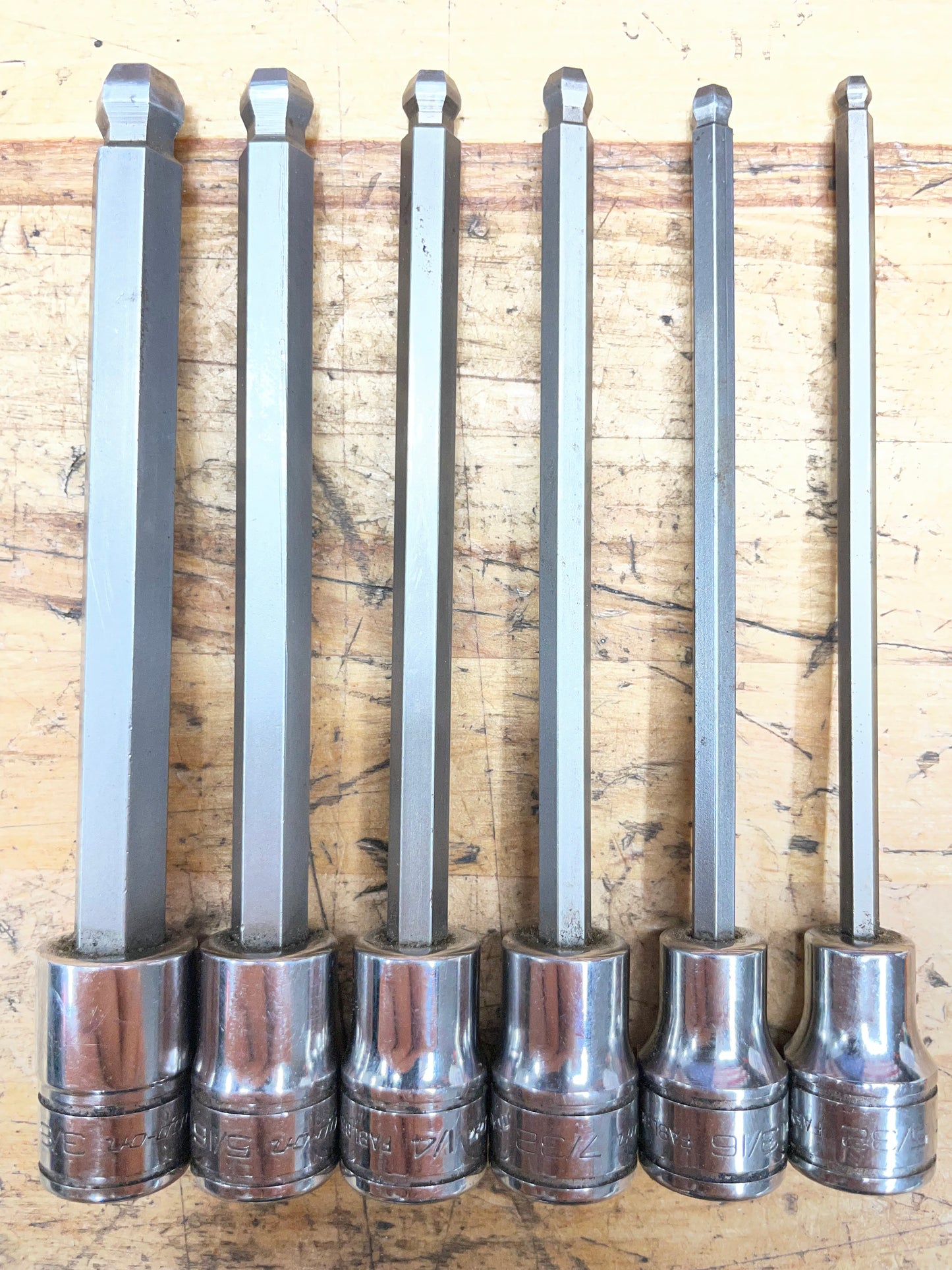 Snap On SAE Long Hex Ball End 3/8” Socket Set 6pc. USA 206EFABL