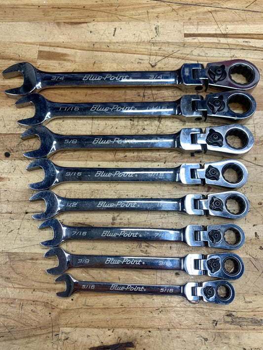Blue Point SAE Flex Head Ratcheting Combo Wrench Set 8pc. USA BOERF708A
