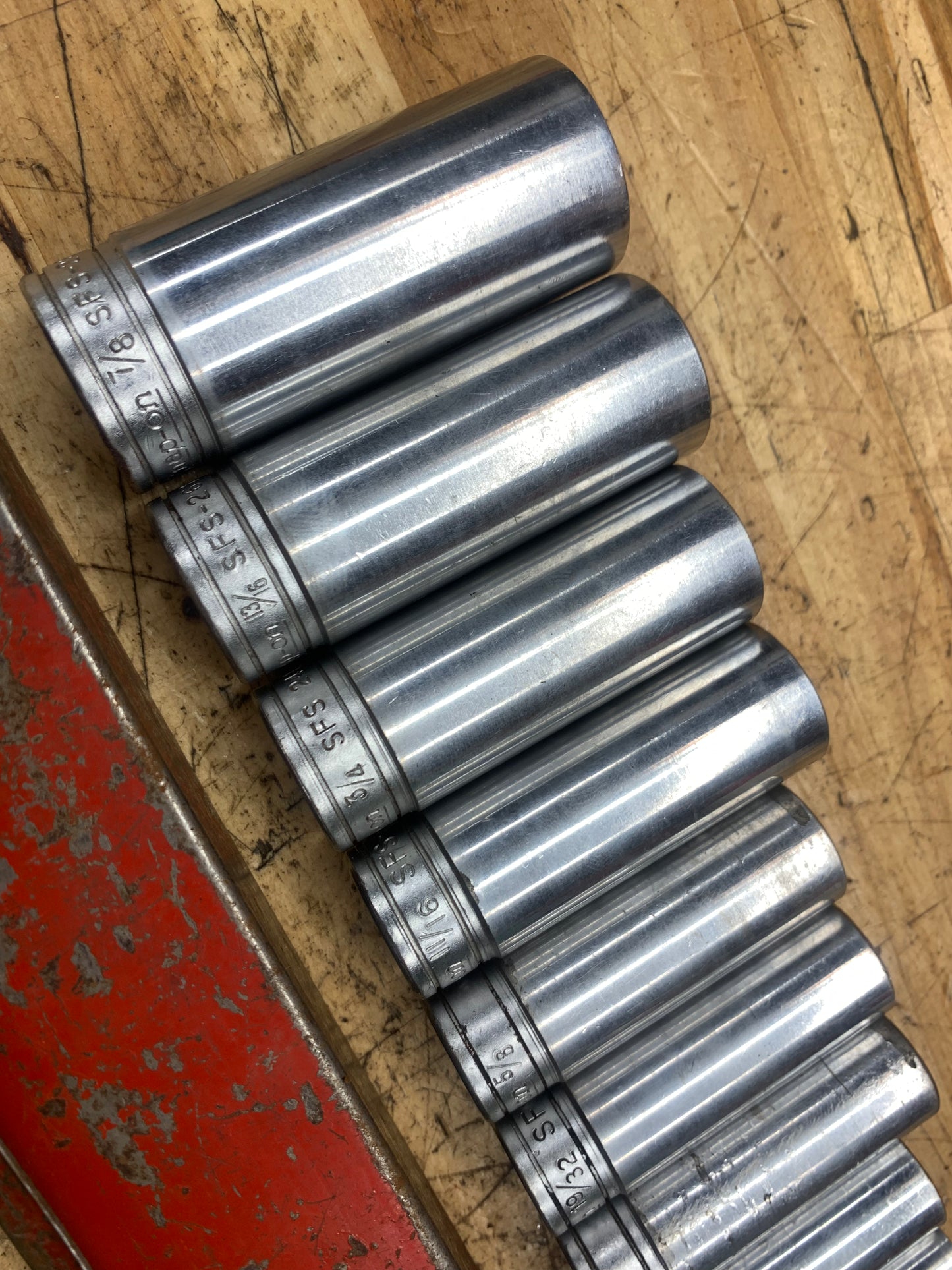 Snap On 3/8" SAE Vintage Deep Socket Set 11pc USA 211SFSY