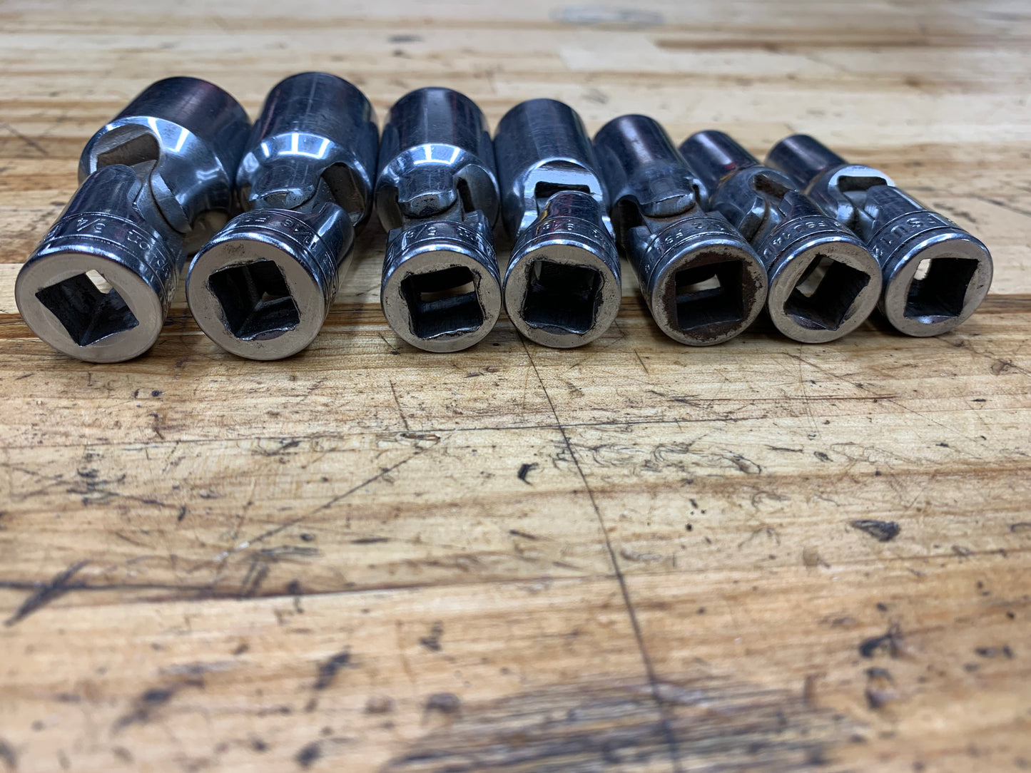 Snap On SAE 3/8” Swivel Universal Socket Set 7pc USA 207FSU