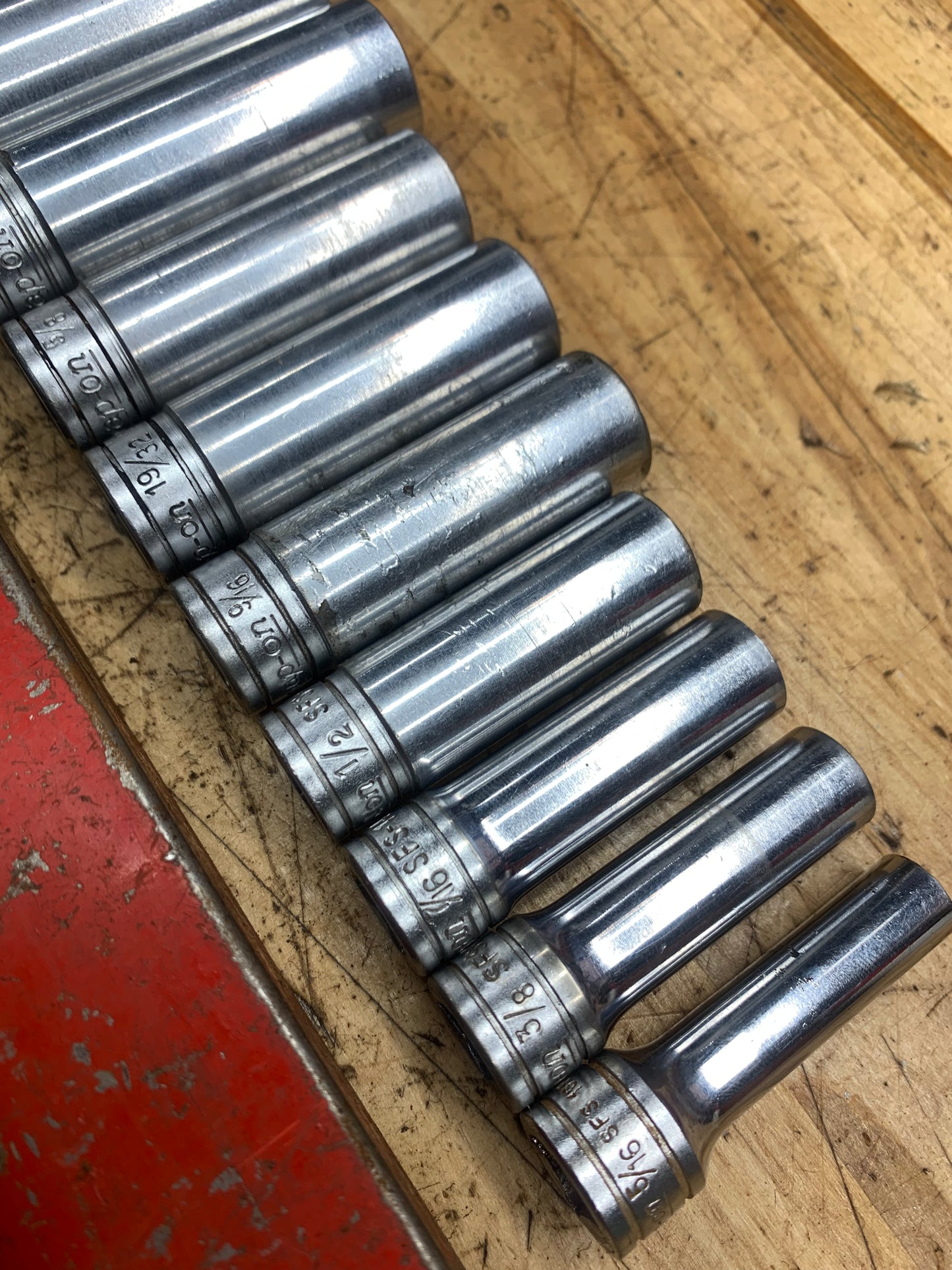 Snap On 3/8" SAE Vintage Deep Socket Set 11pc USA 211SFSY