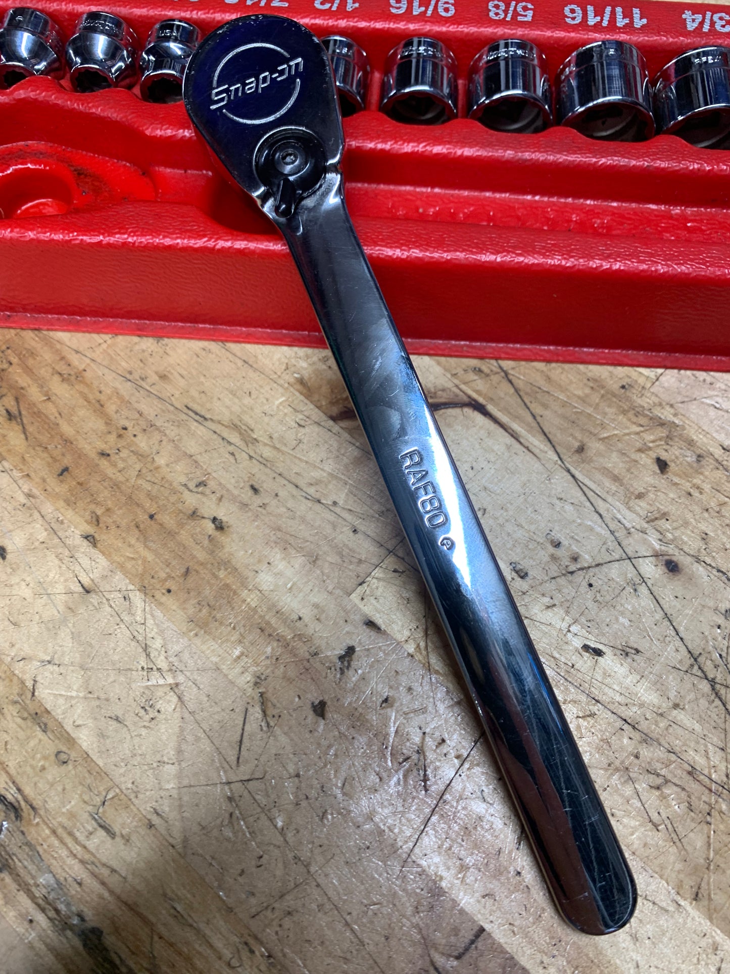 Snap On SAE Low Profile Ratchet and Socket Set USA 210RARFA