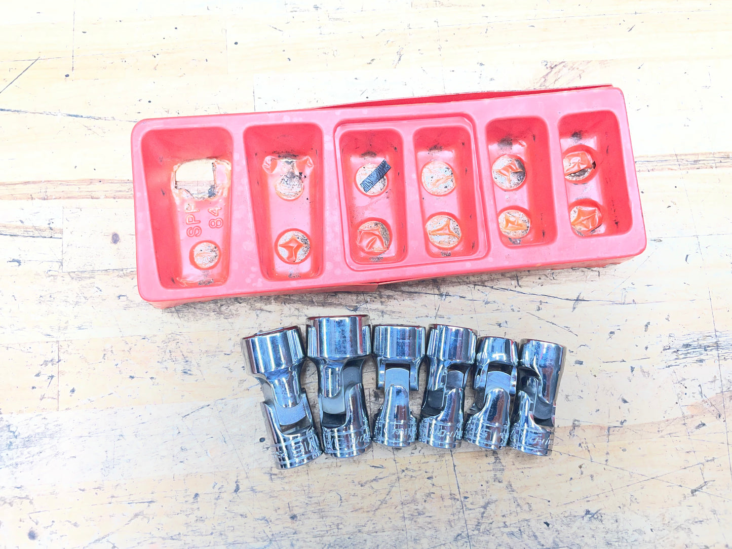 Snap On 3/8” SAE Universal Swivel Chrome Socket Set 6pc USA 206AFSA