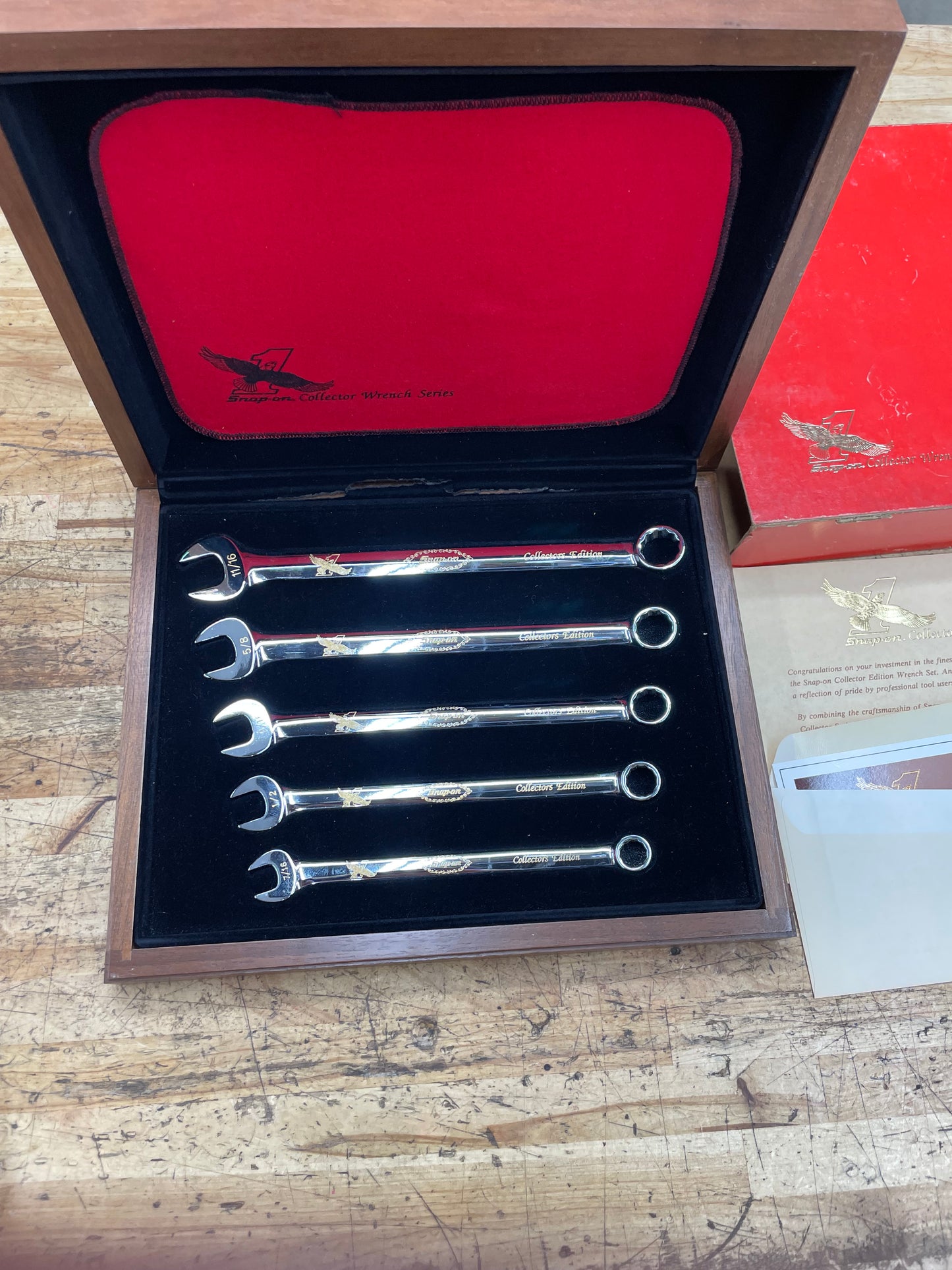 Snap On Collector Wrench Series 24K Gold Engraved SAE Combo Wrench Set 5pc USA