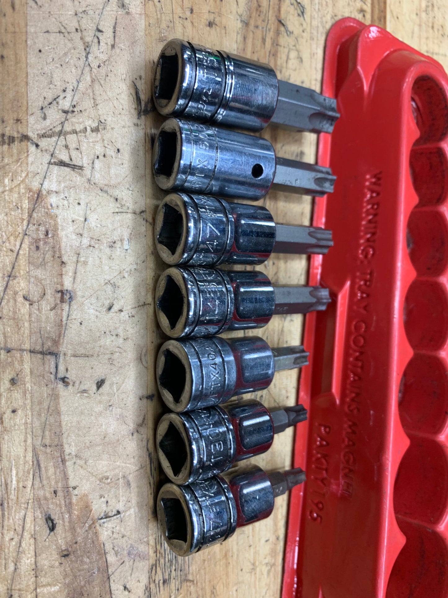 Snap On 3/8” Torx Socket Set Tray 7pc USA 207EFTXY
