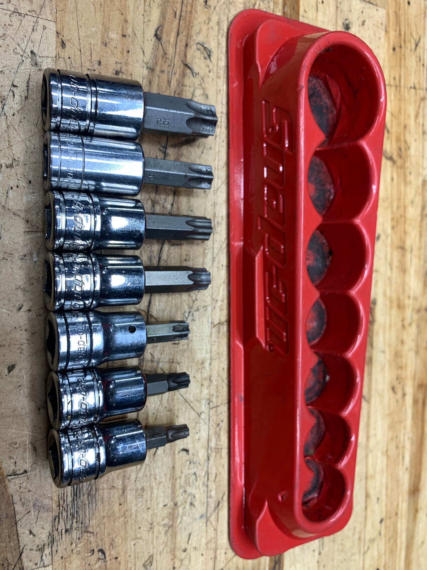 Snap On 3/8” Torx Socket Set Tray 7pc USA 207EFTXY