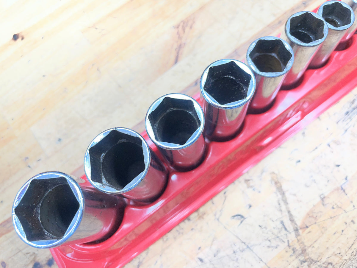 Snap On 3/8” SAE Deep Socket Set 11pc 1/4"-7/8" USA 211SFSY