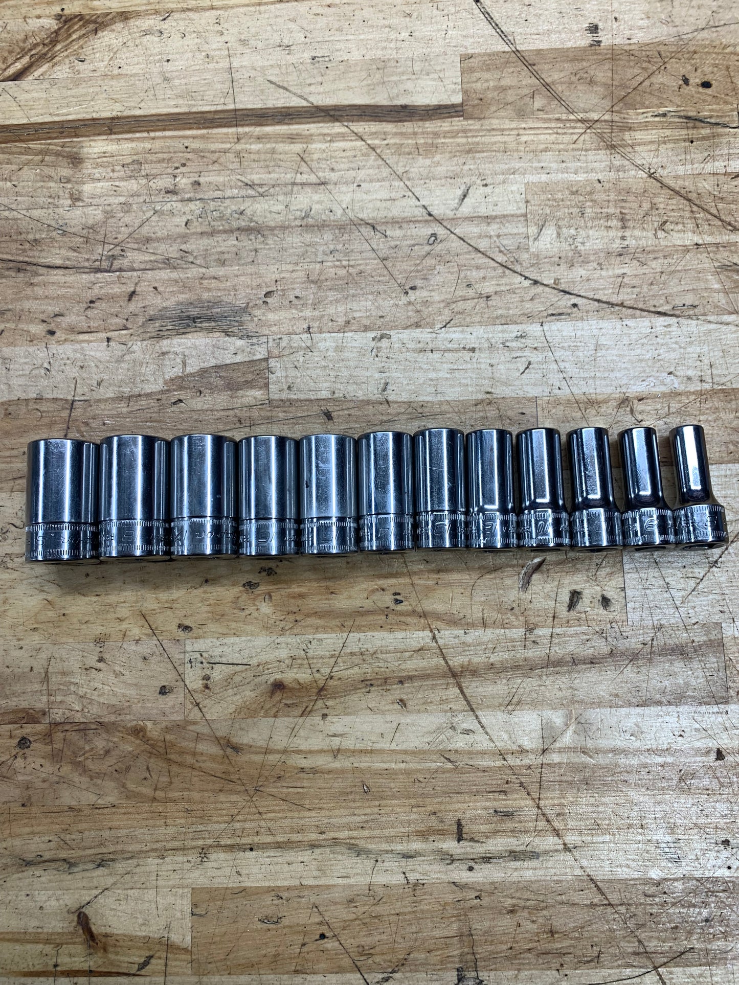 Snap On 3/8” Metric 12pc Semi Deep Socket Set 8-19mm USA 212FSMSY