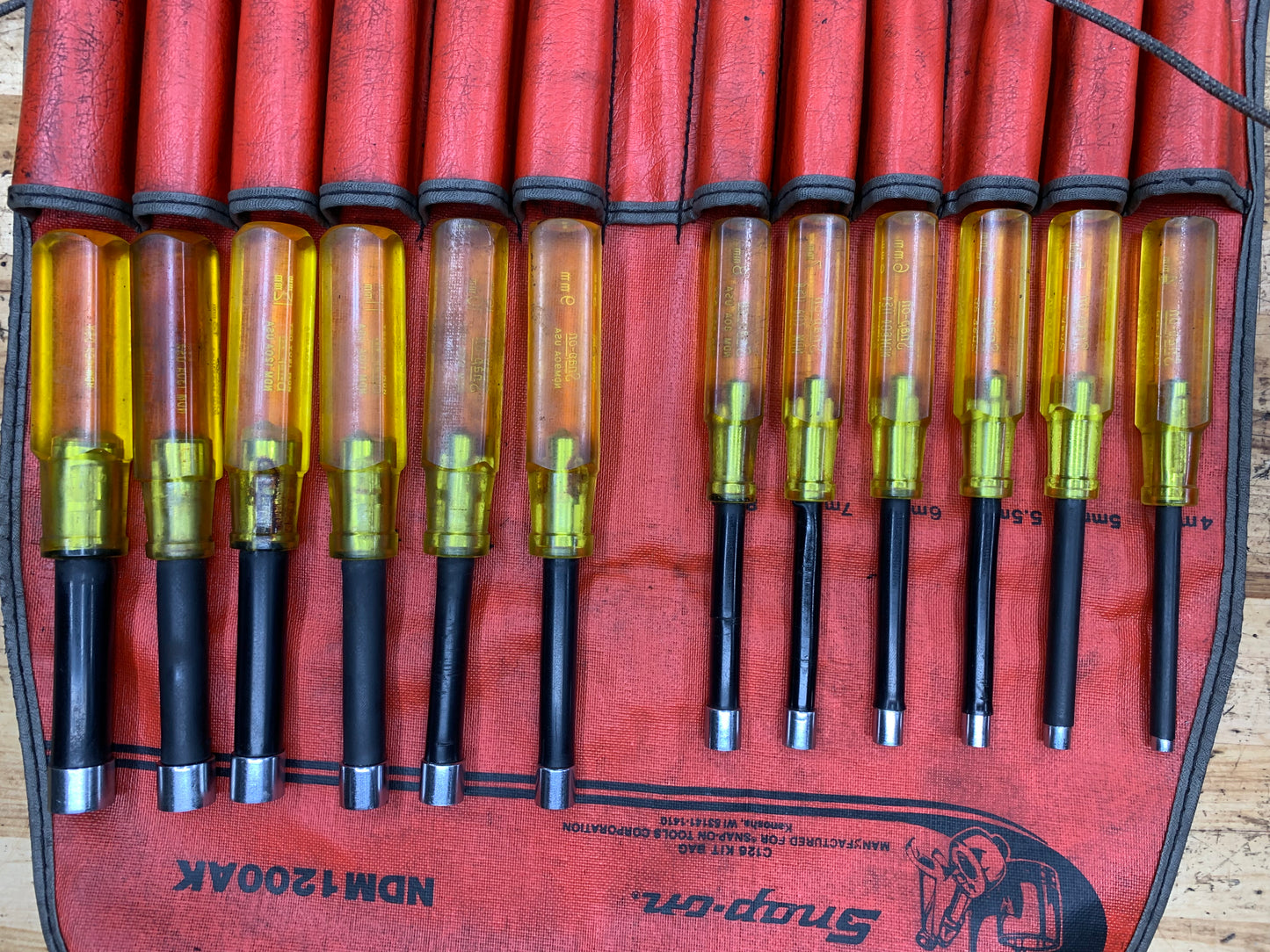 Snap On Vintage Metric Nut Driver Set 12pc USA NDM1200AK