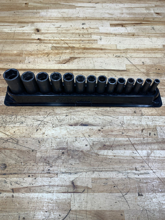 Snap On 3/8” Metric Deep Impact Socket Set 14pc 8-24mm USA  214SIMFMYA