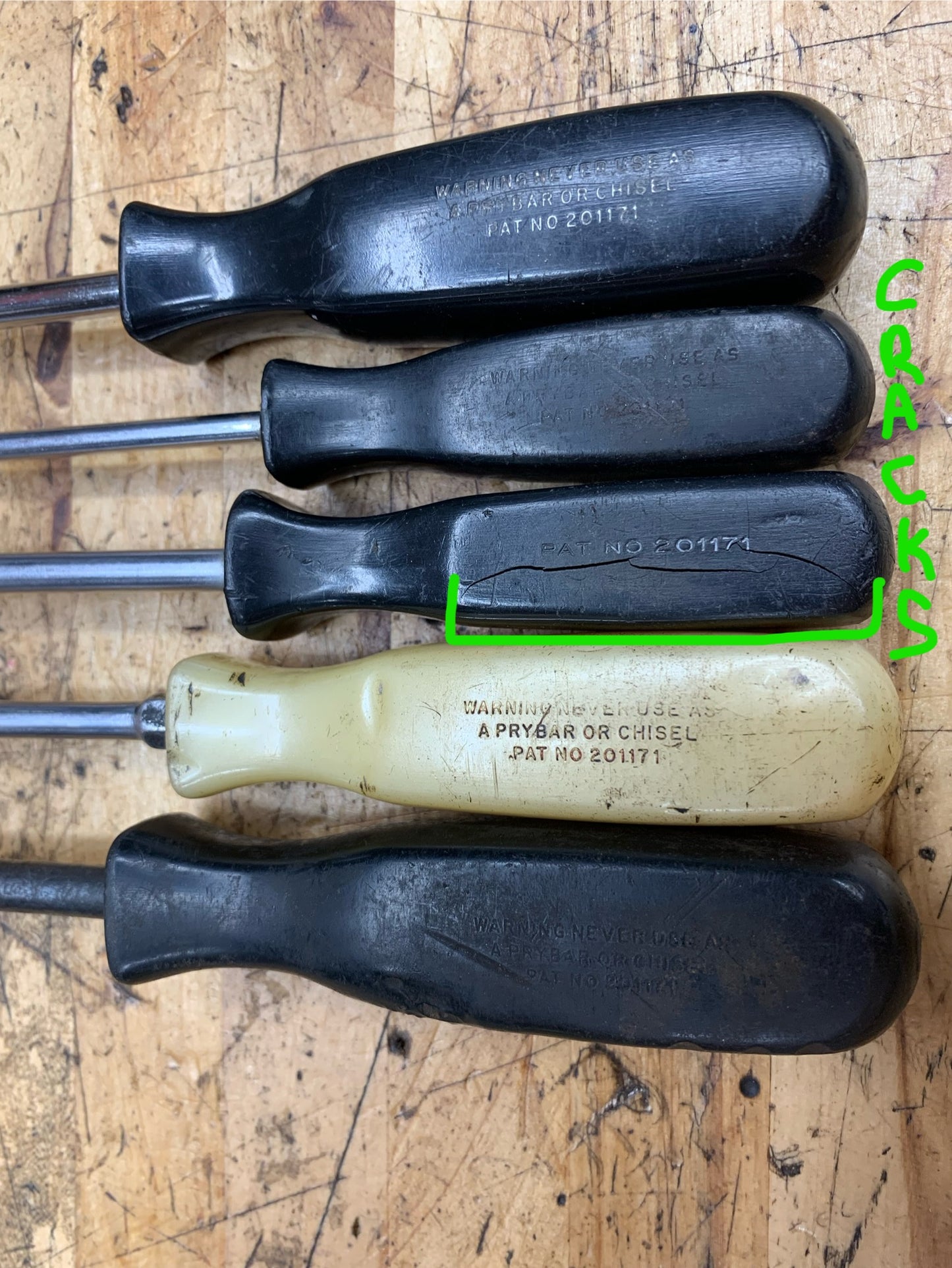 Snap On Long Screwdriver Set 5pc Vintage Hard Handle USA