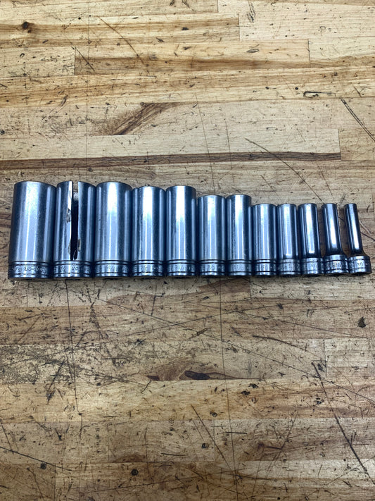 Snap On 3/8" SAE Deep Socket Set 12pc USA