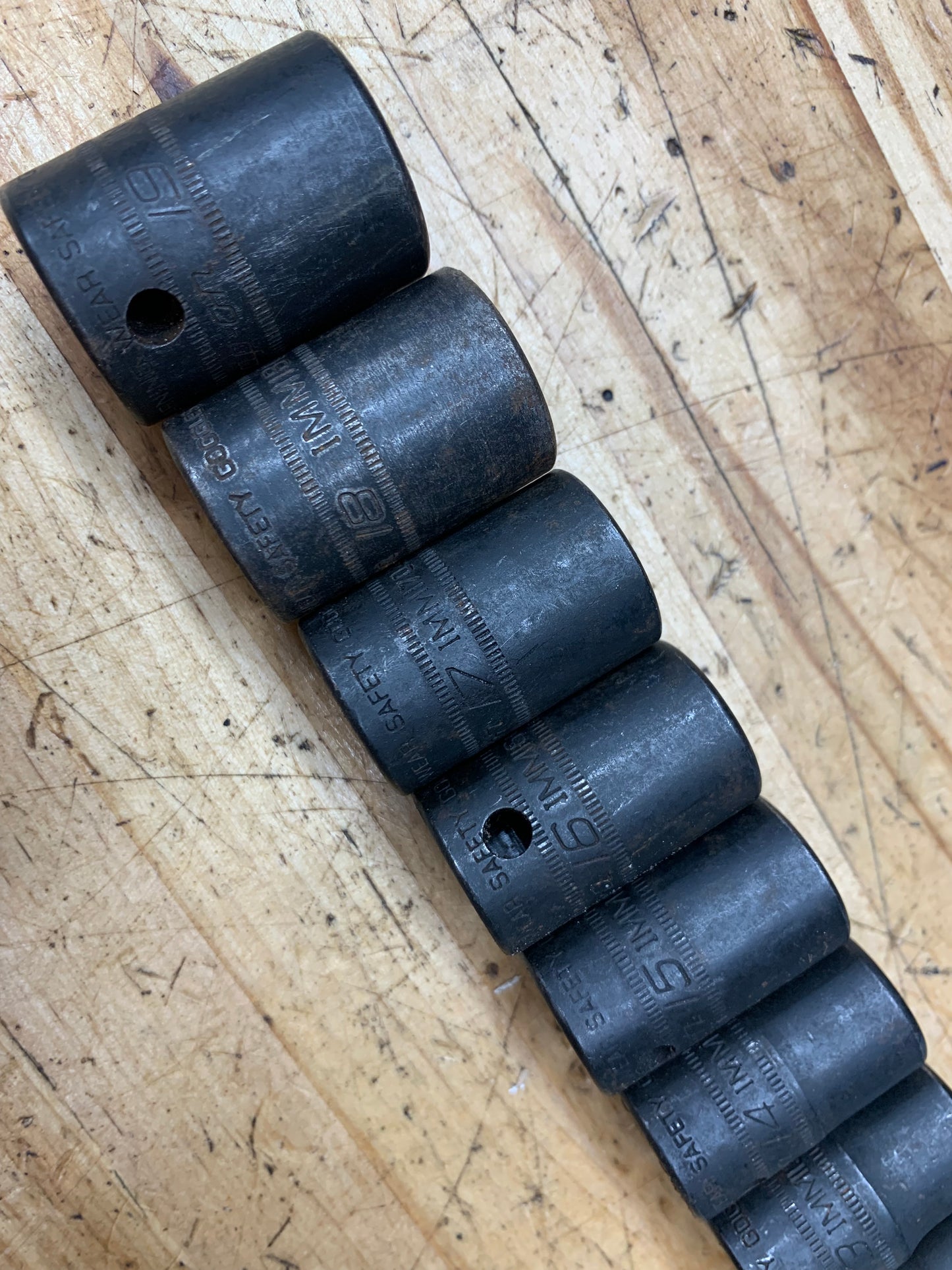 Snap On 1/2" Metric Shallow Impact Socket Set 10-19mm USA 10pc 310IMMYA