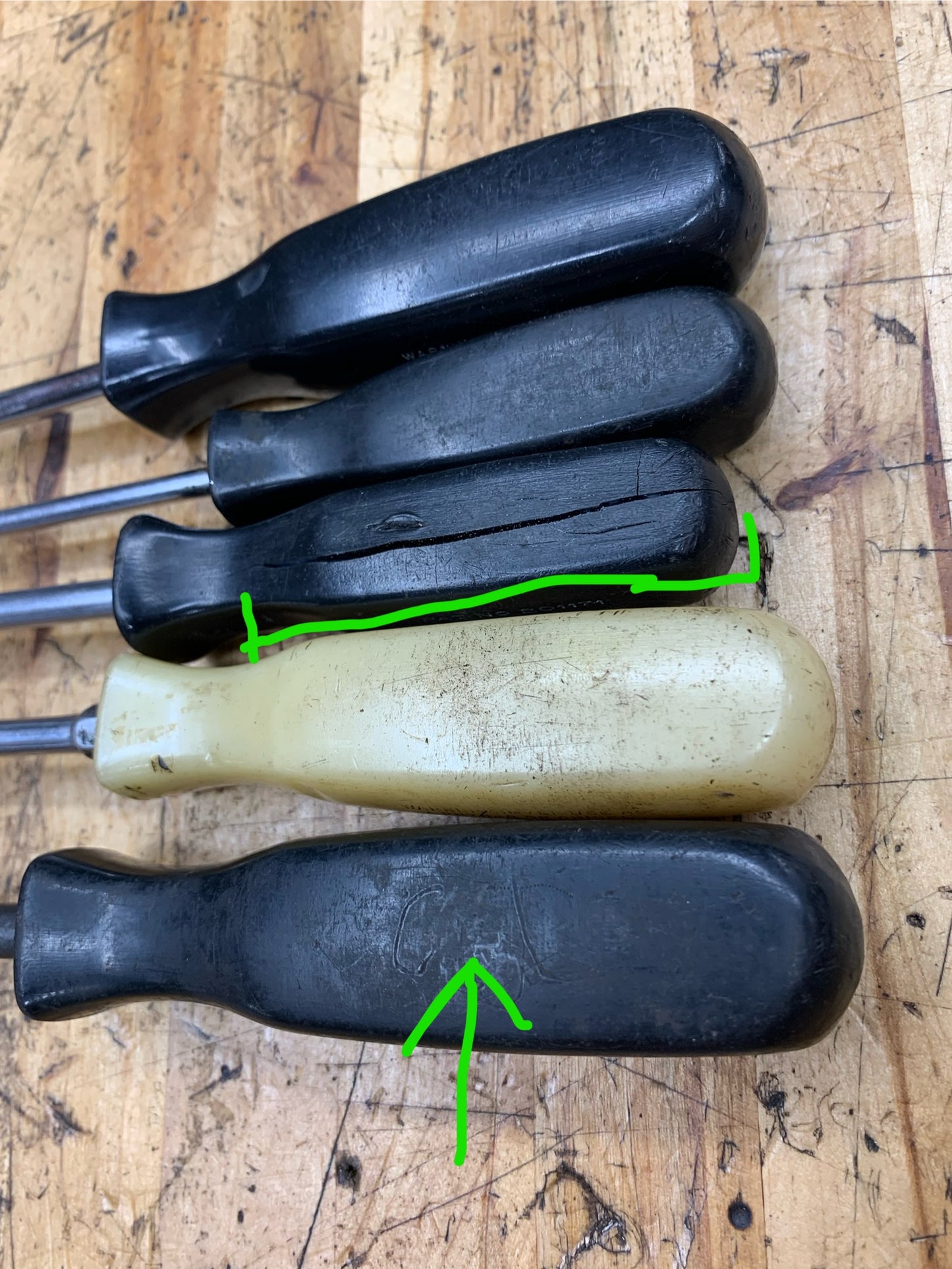 Snap On Long Screwdriver Set 5pc Vintage Hard Handle USA