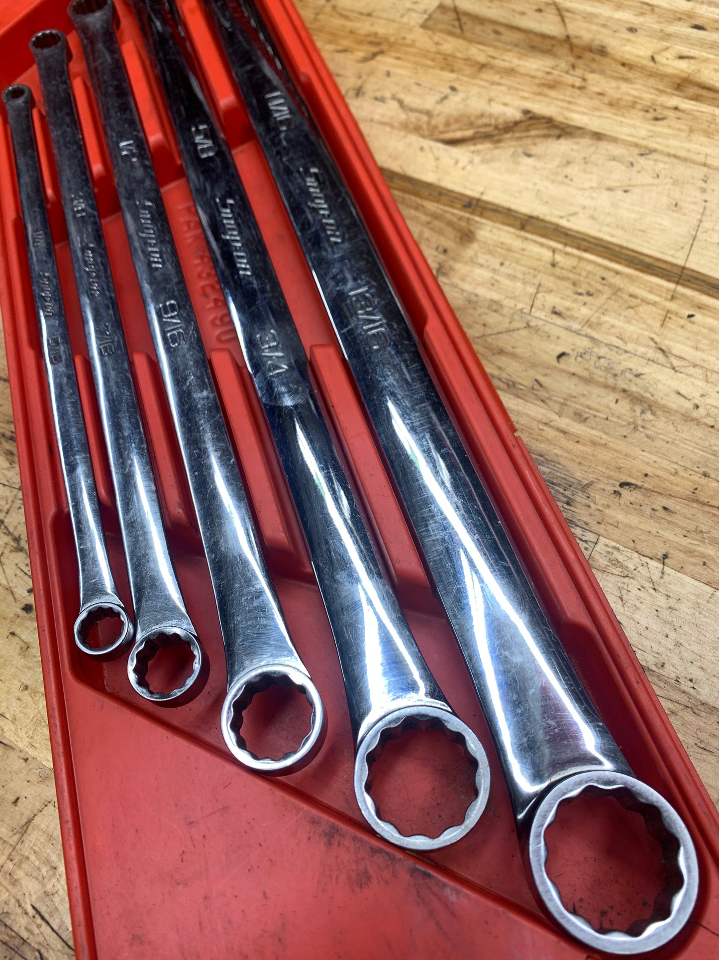 Snap On SAE Zero Offset Long Box Wrench Set 5pc USA XDHF605