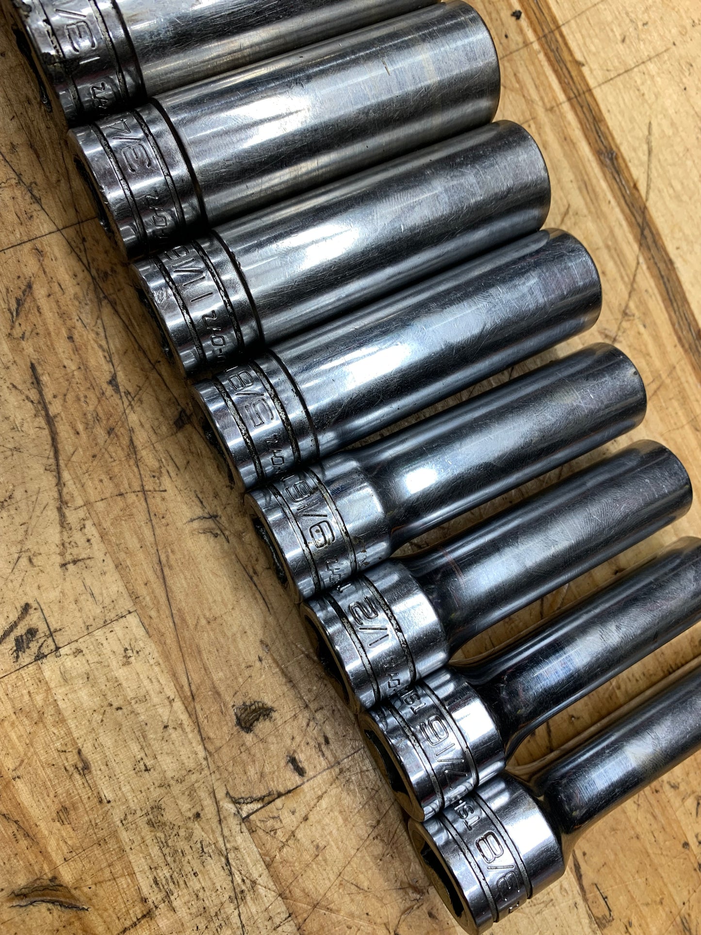 Snap On 1/2" SAE Deep Socket Set 13pc USA 313TSYA