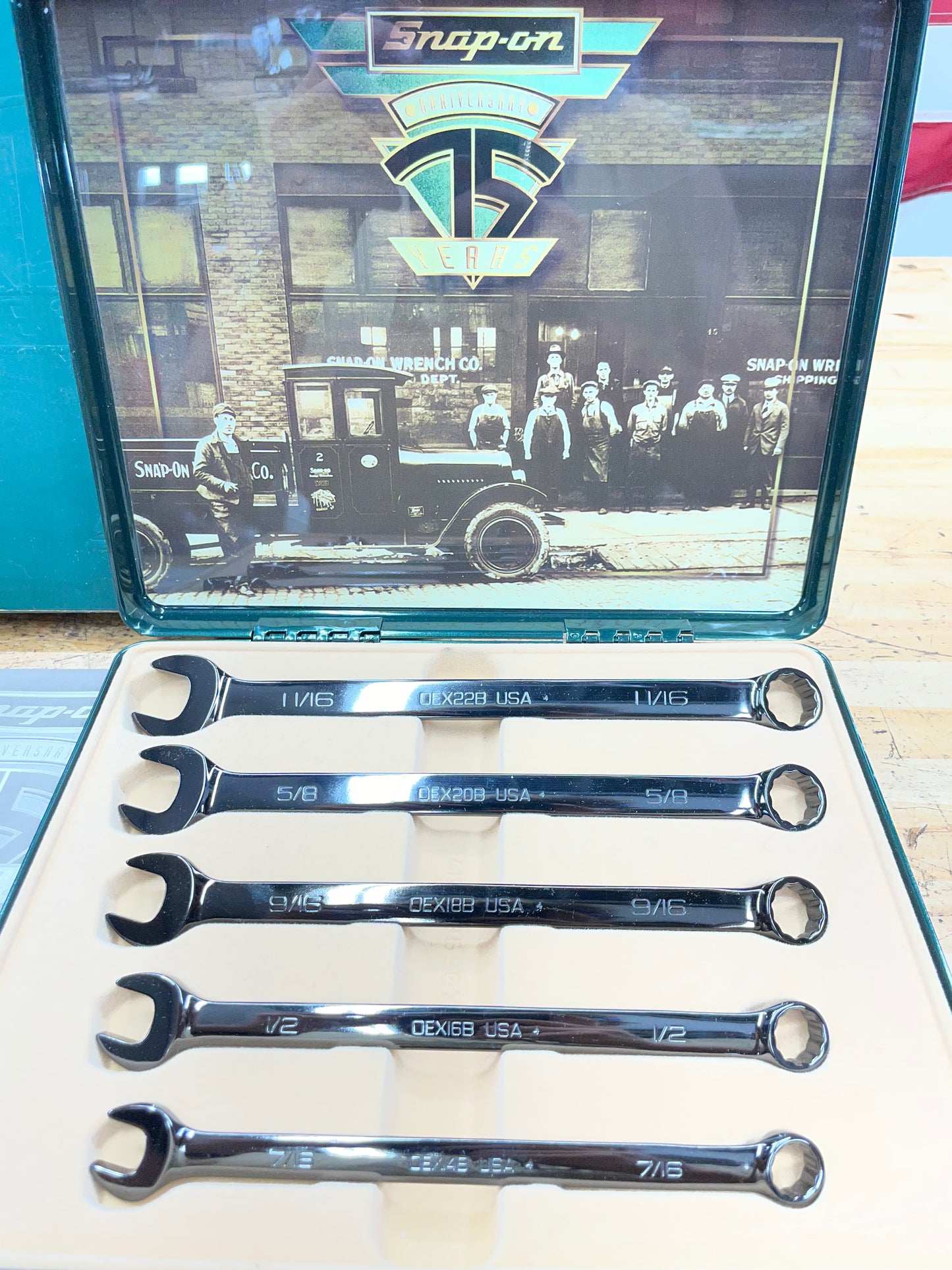 Snap On 75th Anniversary Edition 1995 24K Gold Engraved SAE Wrench Set 5pc USA KRA285