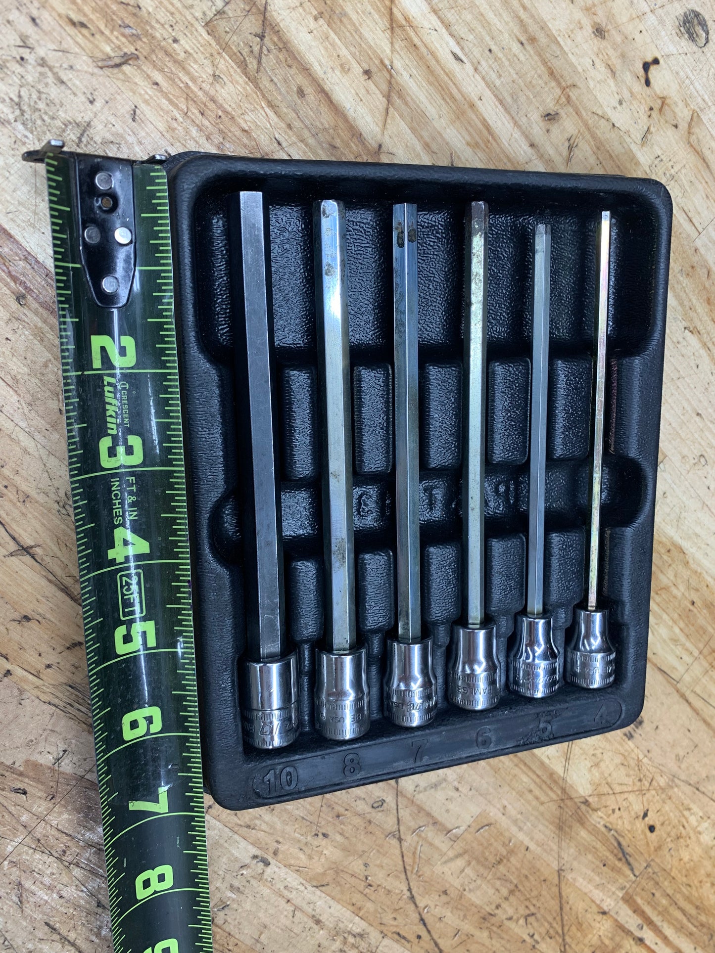 Snap On Metric Hex Key Socket Set 3/8" Extra Long 6pc USA 206EFAML