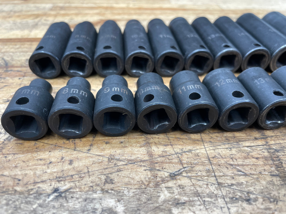 Blue Power 3/8” Metric Impact Deep/Shallow Socket Sets 26pc 7-19mm