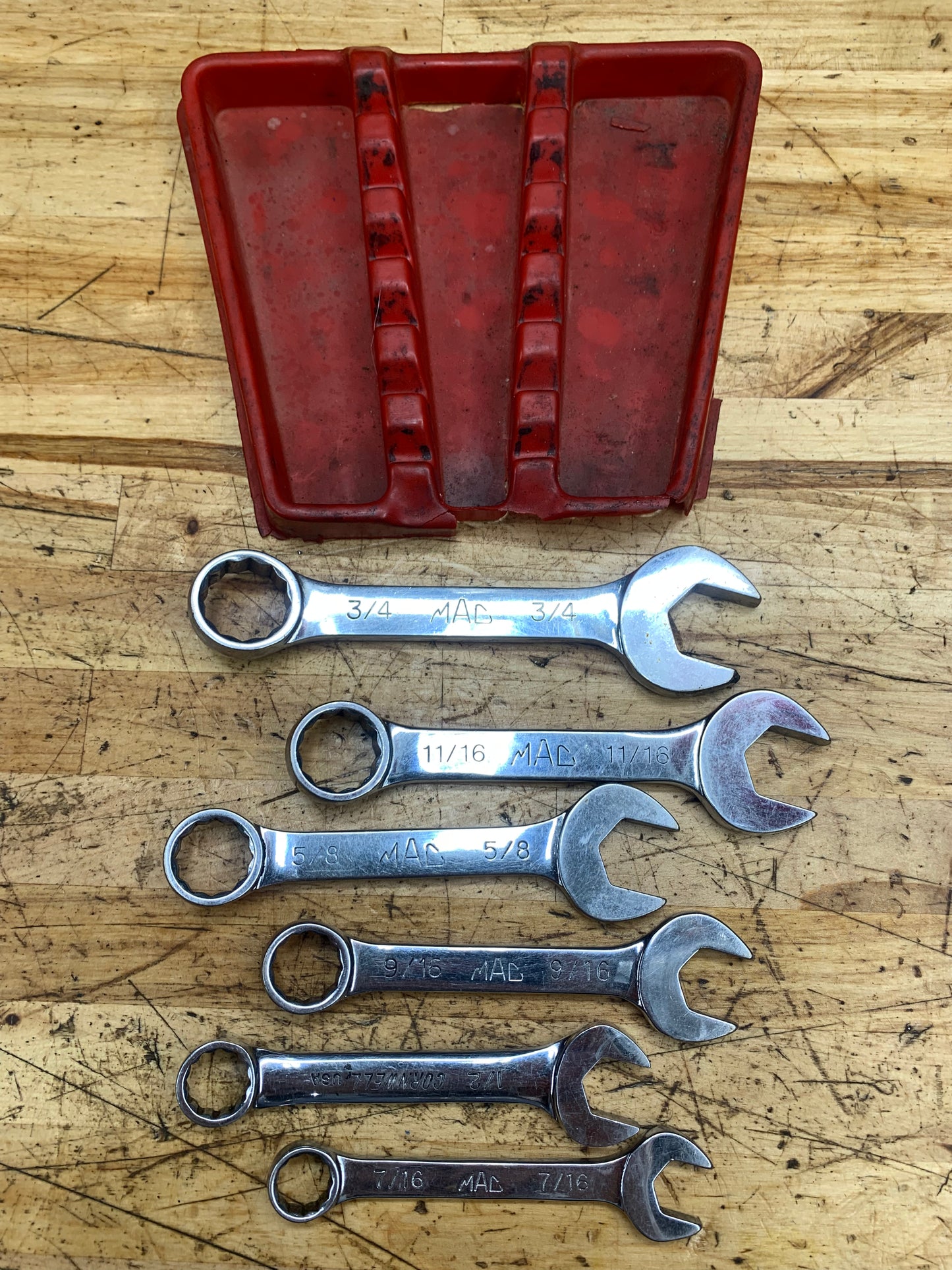 Mac Tools* SAE Stubby Combo Wrench Set 6pc USA