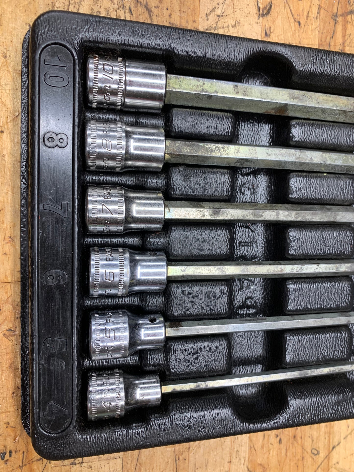 Snap On 3/8" Metric Ball End Hex Socket Tray 6pc Set USA 206EFABLM