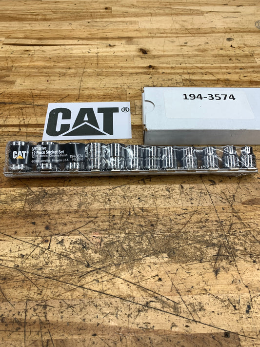 CAT 3/8" Metric Shallow Socket Set 12pc 8-19mm USA 194-3574