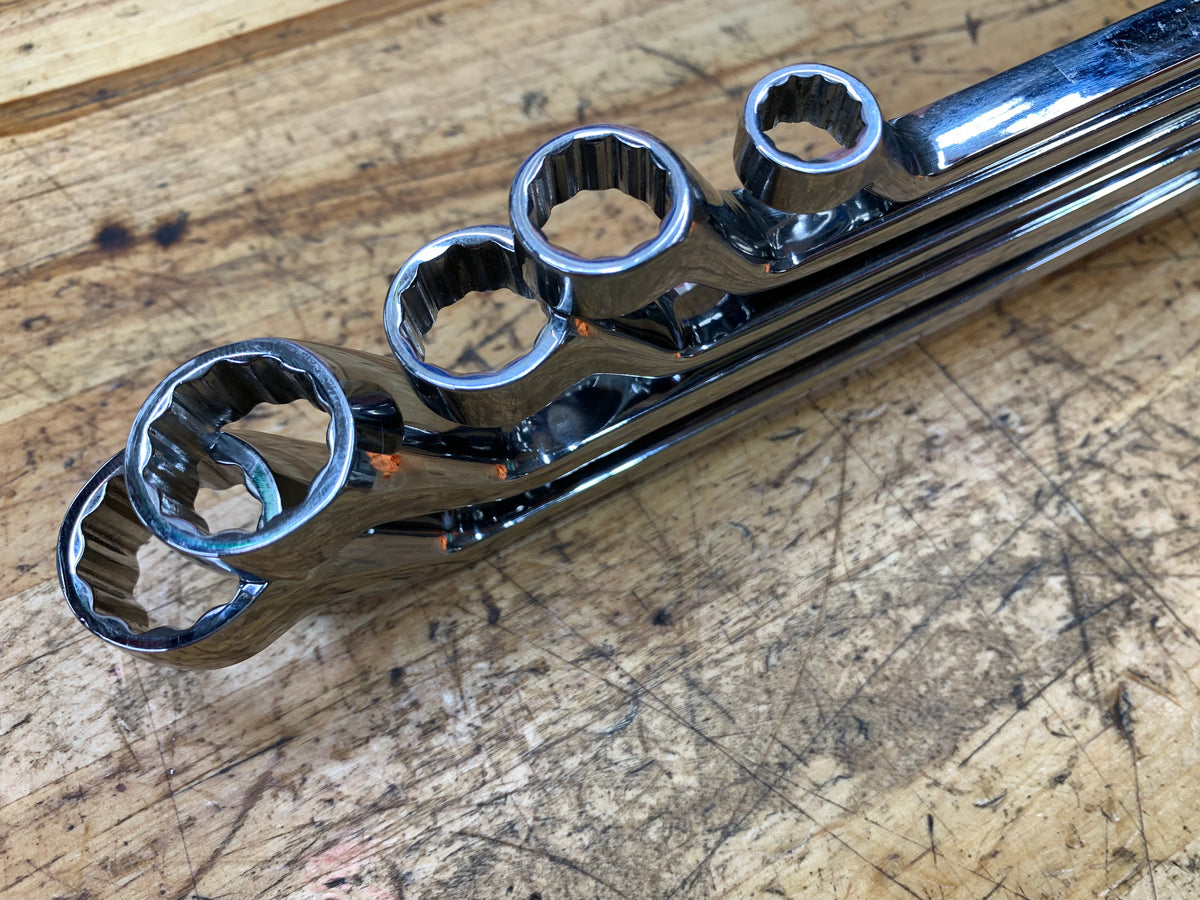 Snap On SAE 60 Degree Deep Offset Box Wrench Set 5pc 3/8"-7/8" USA NICE XO605