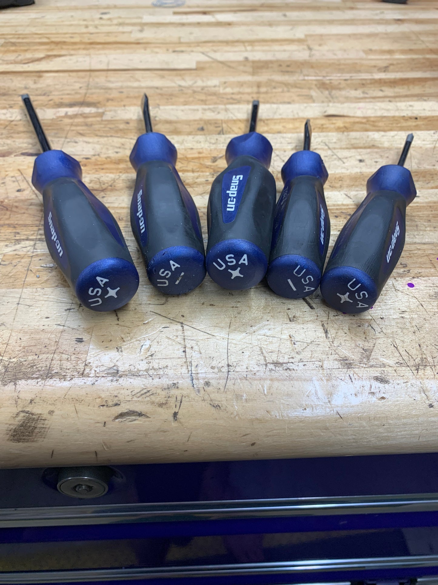 Snap On Power Blue Instinct Screwdriver Set 5pc Phillips/Flathead USA