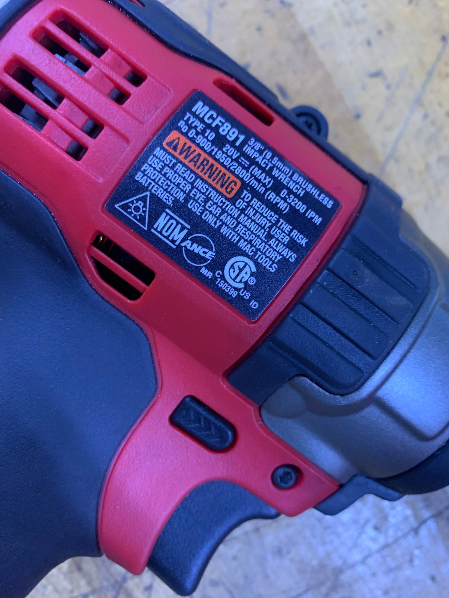 Mac Tools 3/8” Impact Wrench 20v MCF891